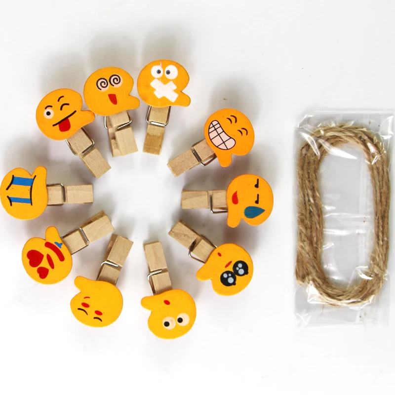

10PCS Cute Mini Colored Natural Wooden Clips Storage Bag Seal Picture Photo Paper Decorations Peg Pin Craft Clips Jute Twine