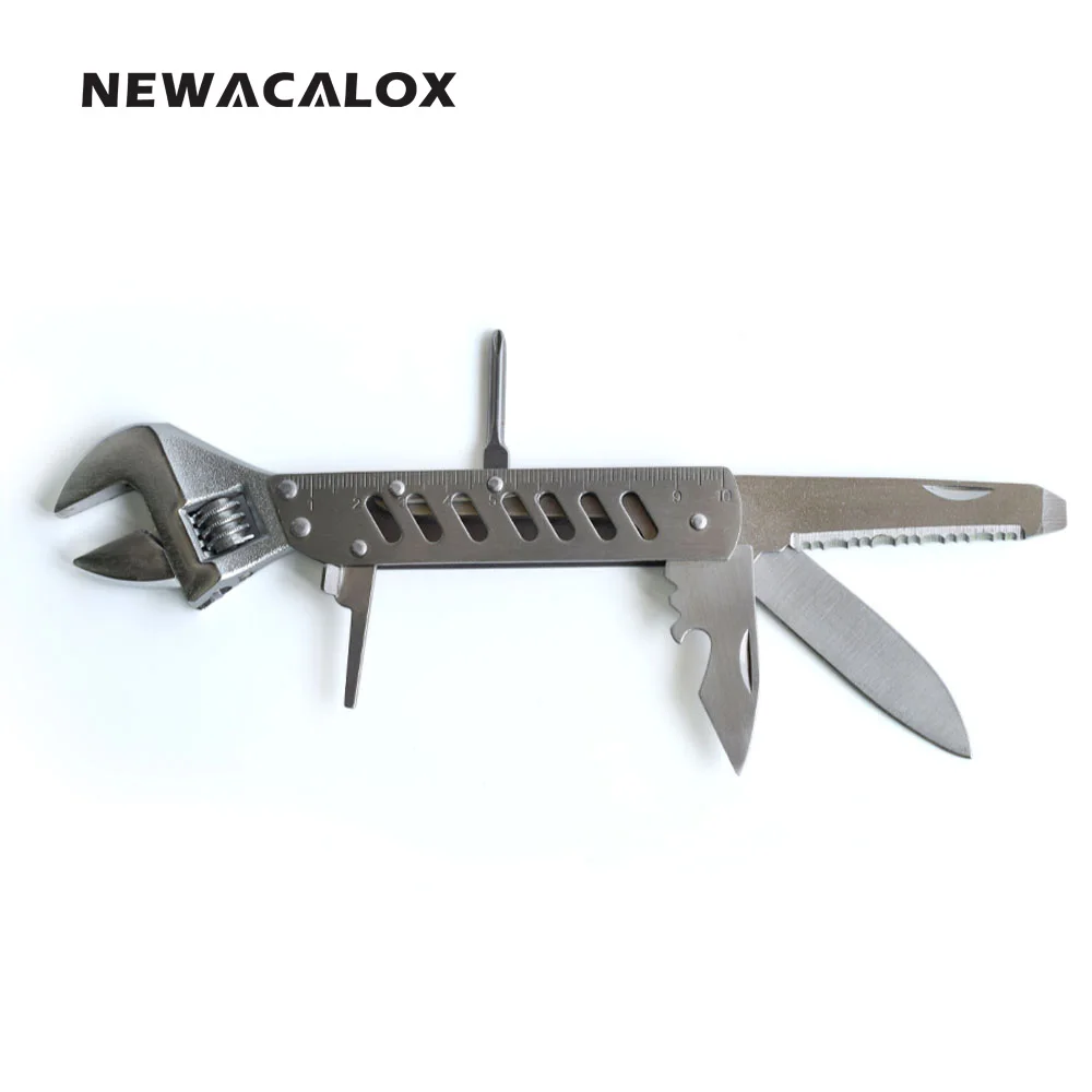 NEWACALOX 6 Inch Survival Knives Hand DIY Camping Adjustable Wrench