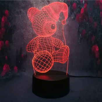

Lamp Led Bulb Romantic Heart Love Winnie Bear 3D Night Light USB Charge 7 color Gradient Illusion Mood Kid Light Toy Gift Decor