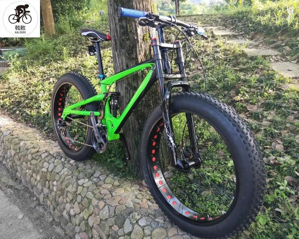 Best Kalosse 100mm rims DNM 165mm travel   Full suspension beach  bike   bicicleta bike  27 speed  fat   bicycle 0