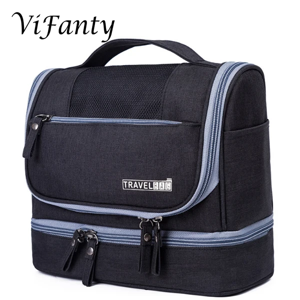 

Travel waterproof toiletry bag cosmetic tote bag black