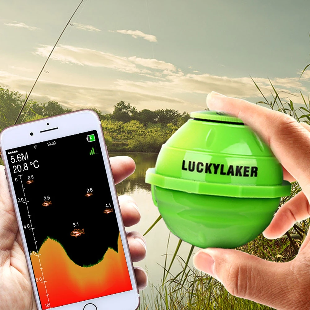 

WiFi Intelligent Fish Finder with 90 Degrees Wide Angle Underwater Sonar without Magnifier Fish Finder with Storage Box
