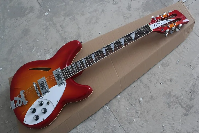 

free shipping Custom 12 Strings Rick 325 Cherry red Electric Guitar with R Vibrato Musical instruments Best Selling