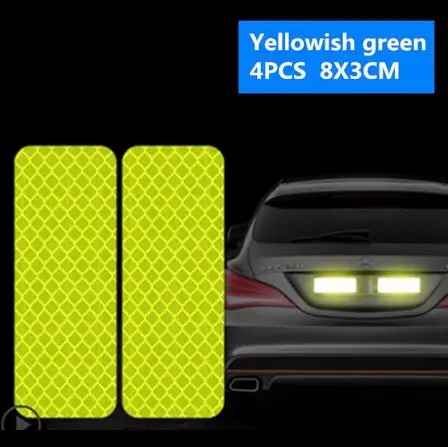 4 шт. Предупреждение отражающая лента внешние аксессуары двери автомобиля наклейки для Renault sceni c1 2 c3 modus Duster Logan Sandero - Название цвета: Yellowish green 4pcs