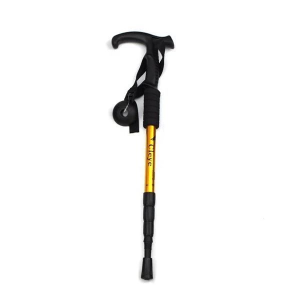 

Walking Straight Shank Stick Ultralight 4-section Telescopic Extending Adjustable Trekking Poles Stick(T Handle)