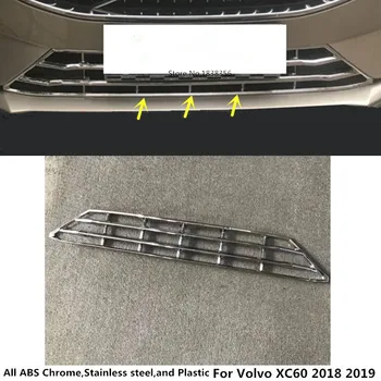 

For Volvo XC60 2018 2019 2020 Car Body Cover Stick Detector ABS Chrome Trim Front Bottom Racing Grid Grill Grille Frame 1pcs