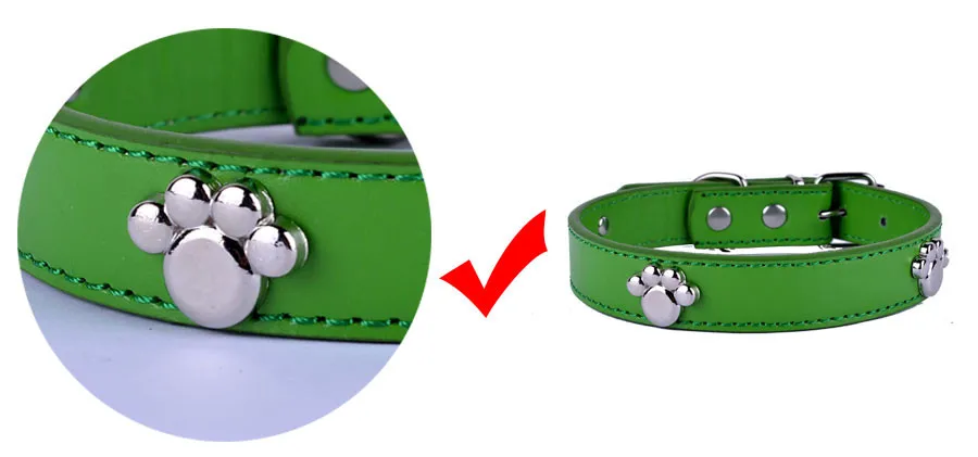 Ошейник для собак Мода ошейники персонализированные лапу аксессуары искусственная кожа воротник черный, красный желтый и зеленый цвета Цвета Воротник Ведущий товары для животных