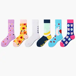 Новинка 2019, весенние женские хлопковые носки, розовые милые носки с цветами и глазами, цветные Повседневные носки Харадзюку с красным
