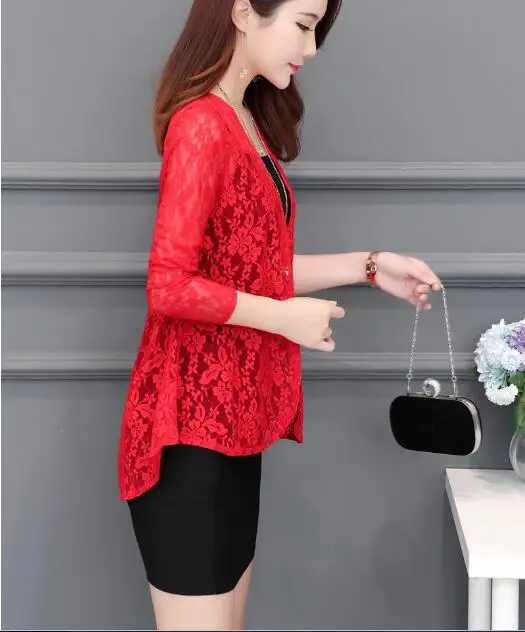 Women Summer Kimono Cardigan Sun Blouse Shirt 2019 Boho Beach Lace Long Chiffon Cover Ups Sunscreen Sunproof Outwear Long Sleeve