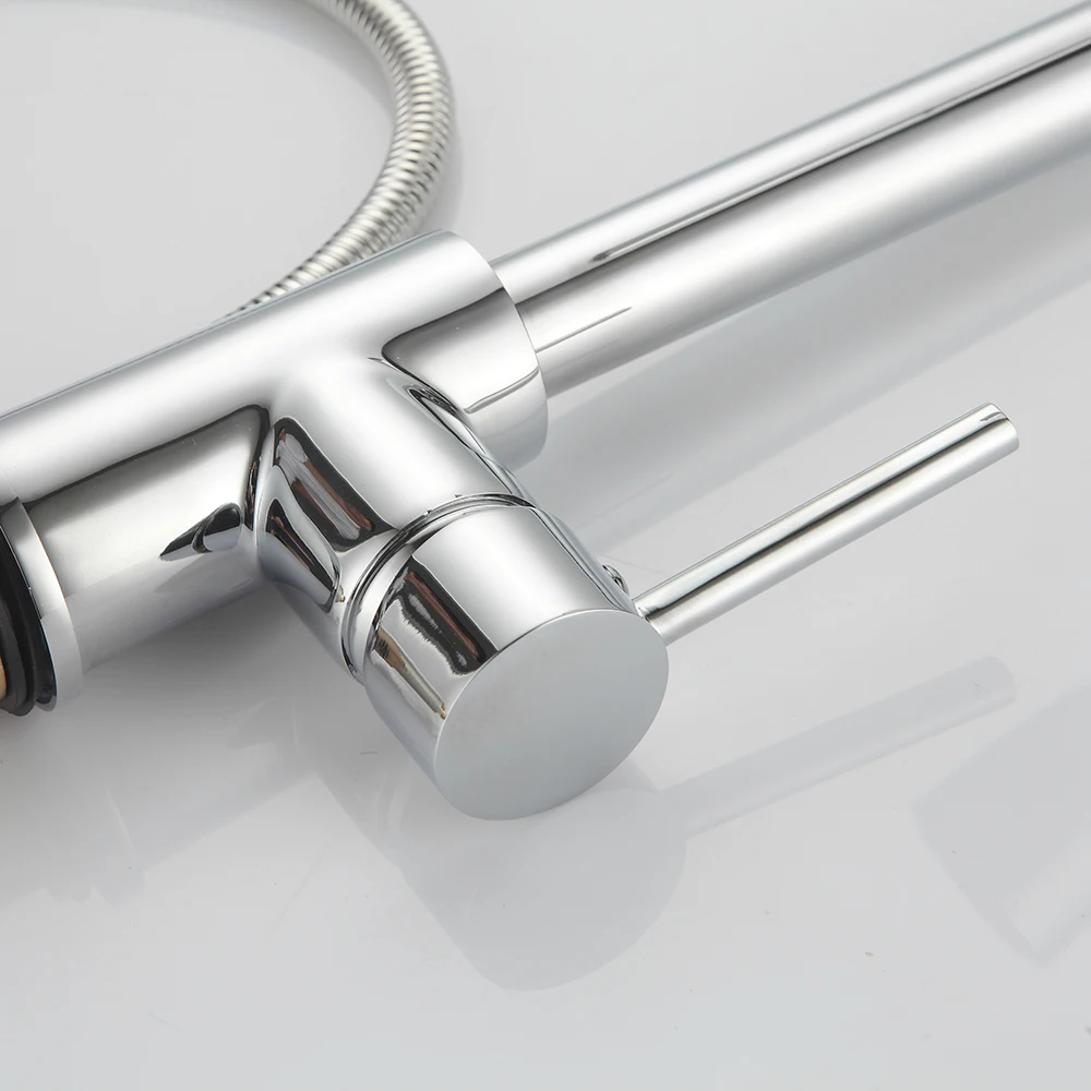 360 Degree Swivel Pull Out Kitchen Faucet Chrome Solid Brass One Handle Mixer Sink Tap Hot and Cold Water Torneira 2 Functions 360 Degree Swivel Pull Out Kitchen Faucet Chrome Solid Brass One Handle Mixer Sink Tap Hot and Cold Water Torneira 2 Functions