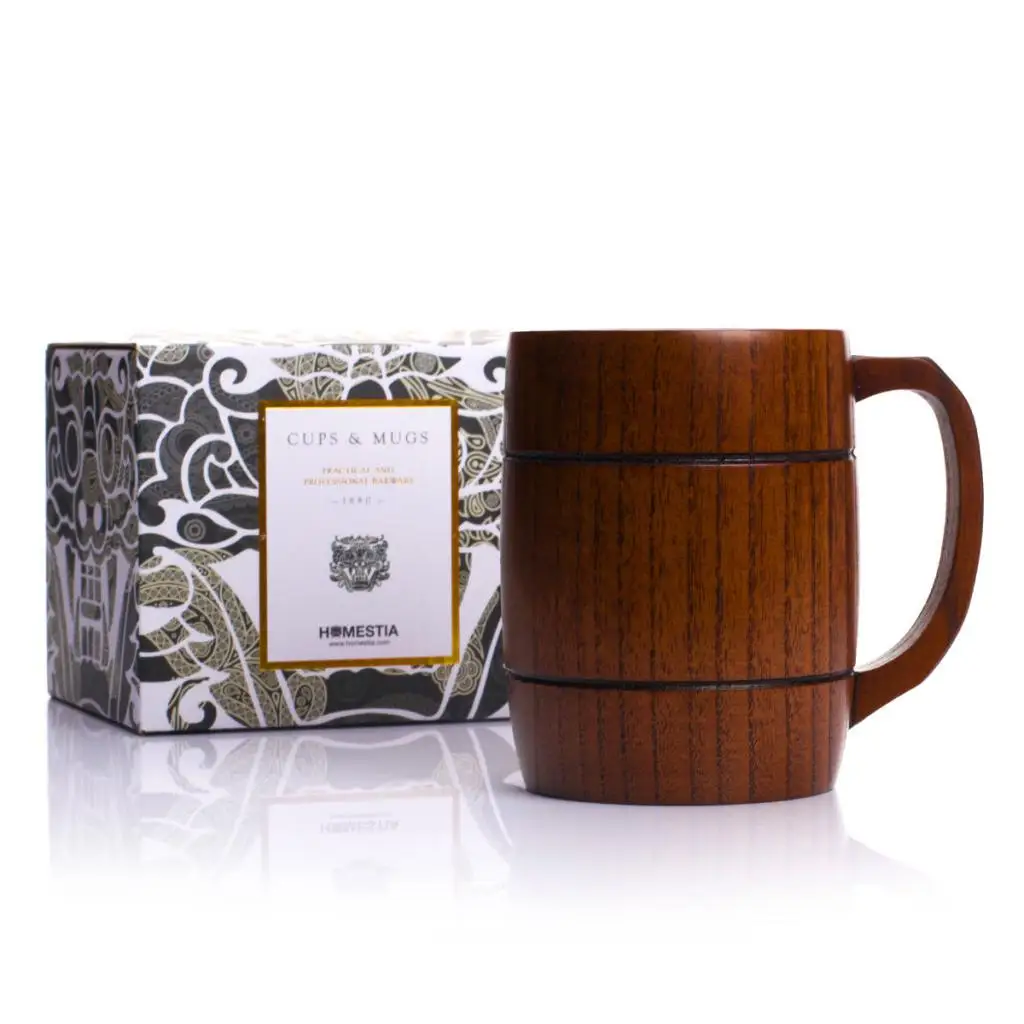 

Wooden Tankard Beer Stein Mug Milk Coffee Drink Cup Wedding Groomsmen Gift