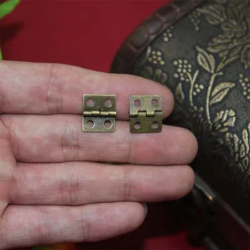 

100Pcs 12*13mm,Bronze Tone Cabinet Door Luggage Mini Hinge,4 Holes Decor,Furniture Decoration,Antique Vintage Old Style