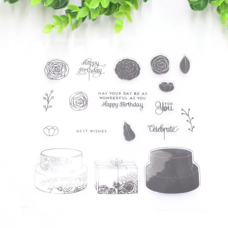Счастливое растение прозрачные силиконовые штампы DIY тиснение для скрапбукинга карты искусство девушка леди дверь