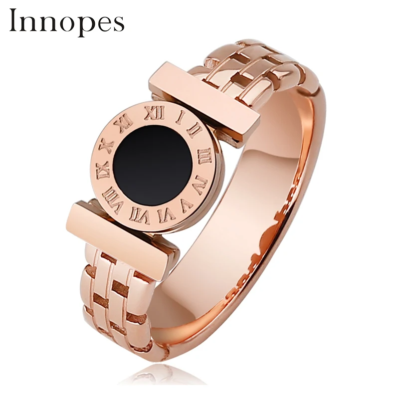 

Innopes 2019 fashion roman numerals watch rings rose gold bijou rings birthday party gift for girl for men Luxury jewelry