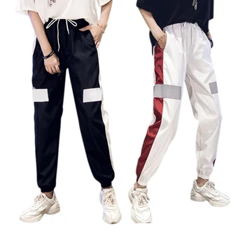 

Z Plus Size Pants Women Casual Fashion High Waist Personality Concise All-match Pant Color-blocked Loose Sport Pants Streetwear