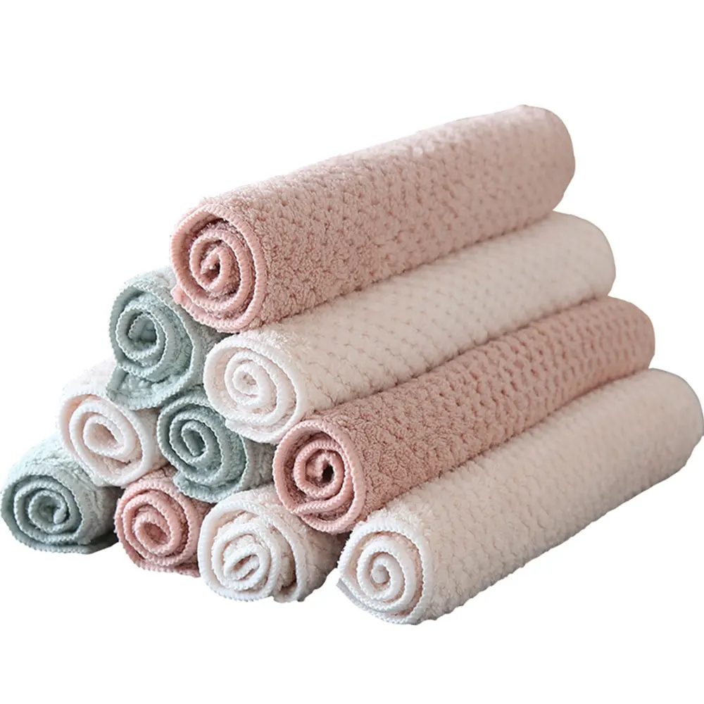 

Dishwashing Towel Coral Fleece Gift Soft Kitchen Rag Square Family Durable Kitchen Towel Drop Shipping