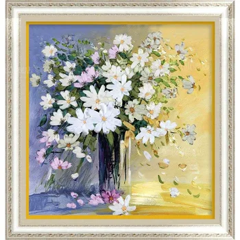 

50X48cm White daisies DIY Ribbon Embroidery Fashion 3d Print Cross Stitch Kit Needlework Unfinished Home Decoration Craft Gift