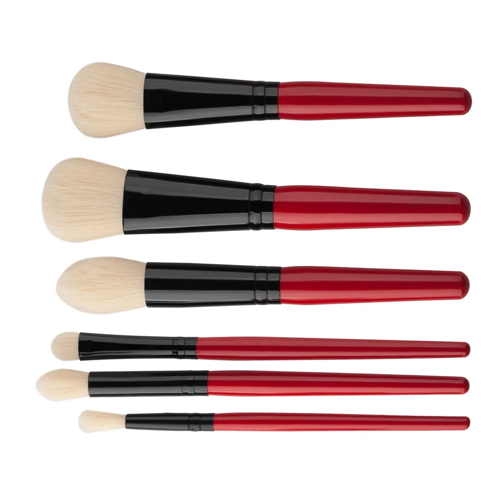Vander 6Pcs Red Handle Makeup Brushes Professional Cosmetic Brush Set High Quality Makeup Set