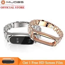 Mijobs Metal Strap For Xiaomi Mi Band 2 Screwless Stainless Steel Bracelet Wristband Replace Accessories