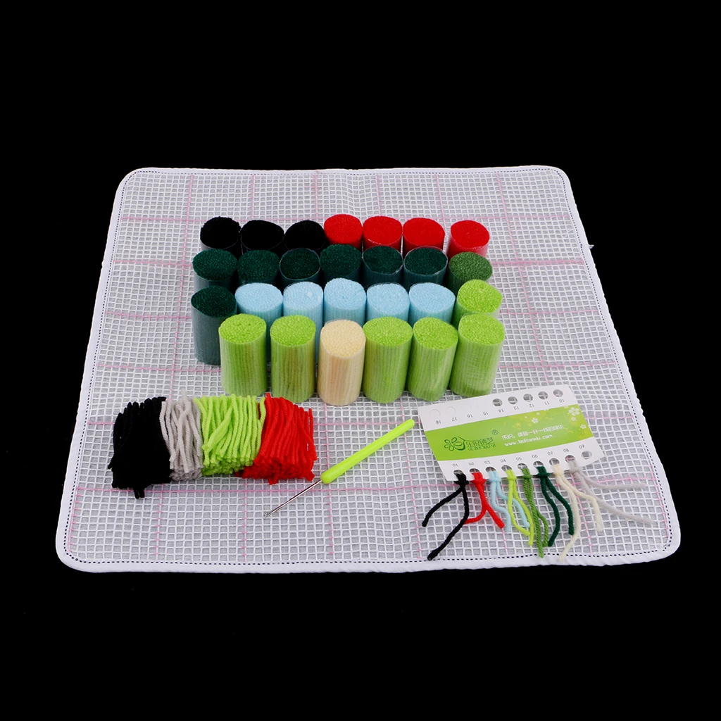 DIY Latch Hook Kit Rug Cushion Ladybug Flower Owl Bear Pillow Mat Needlework Crocheting Rug Embroidery for Beginners