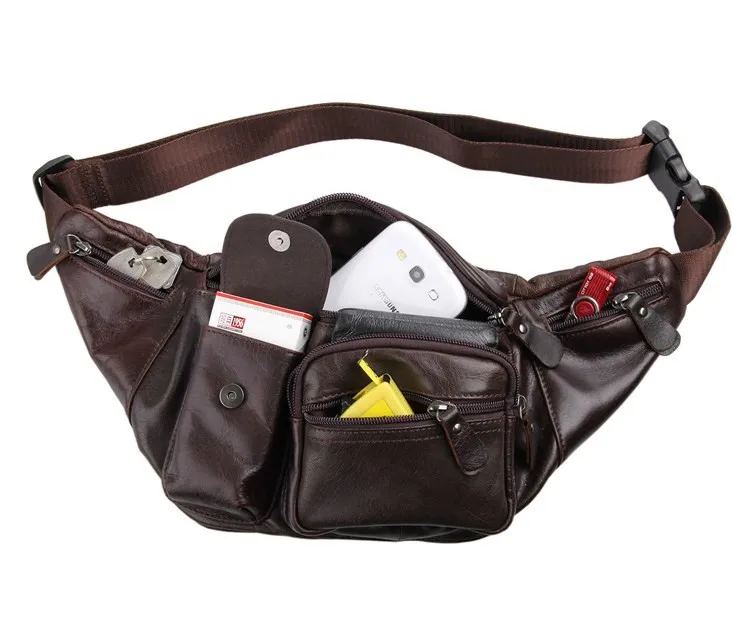 Vintage genuine leather waist packs fanny pack Fashion men small travel bag Pocket sports waist wallet for men Free shipping (9)