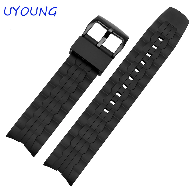 

22mm Hot Sale Silicone Rubber Watchband Black Waterproof Watch accessories For Casio EF-550