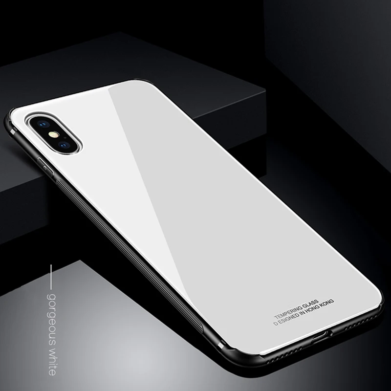 Essager класса люкс Стекло чехол для iPhone X 8 7 Plus мобильный телефон оболочки закаленное Стекло задняя крышка для iPhone 8 Plus, 7 Plus, iPhone X 10 Coque Fundas Capinha - Цвет: White