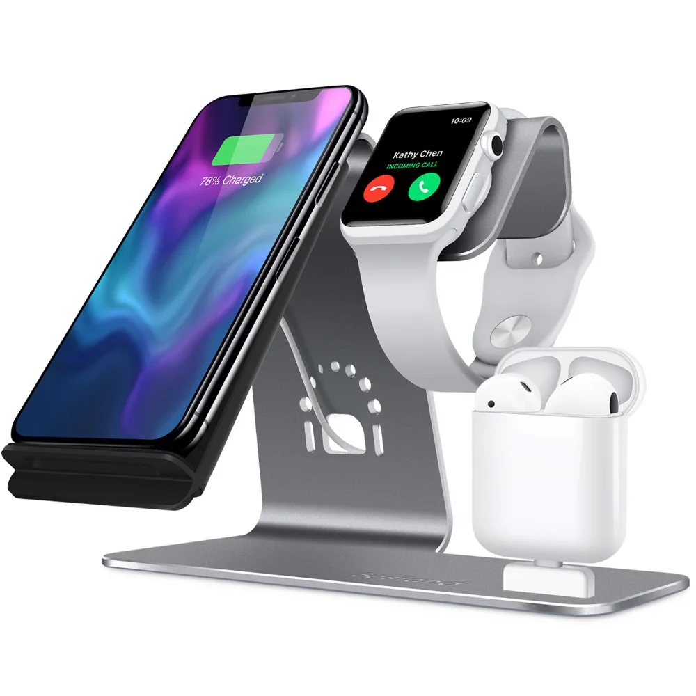 3 в 1 Зарядная Станция группа Vertical для Apple iWatch Airpods Qi быстрая Беспроводная зарядная