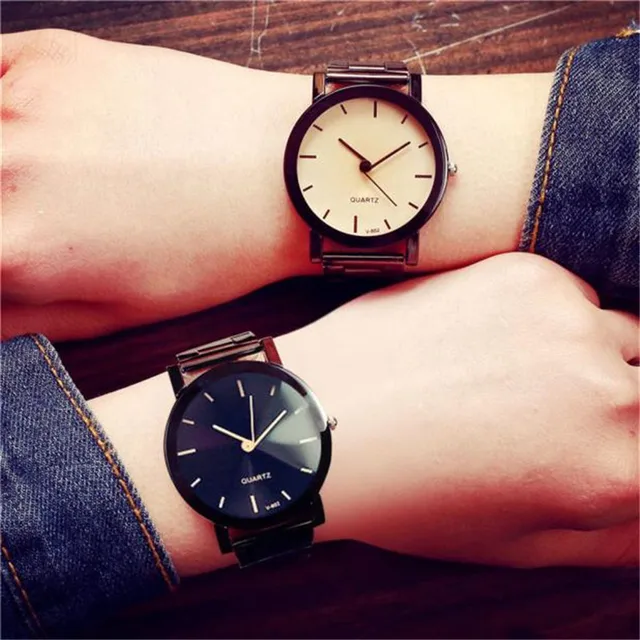 Montre 1PC Lovers Watch Women Fashion Stainless Steel Quartz Wrist Watches Mens Montre 1PC Lovers Watch Women Fashion Stainless Steel Quartz Wrist Watches Mens