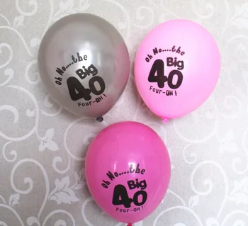 

10CT Silver pink fuchsia 40 Latex Balloons supplies happy age 30th 40th 50th 60th Birthday decoration