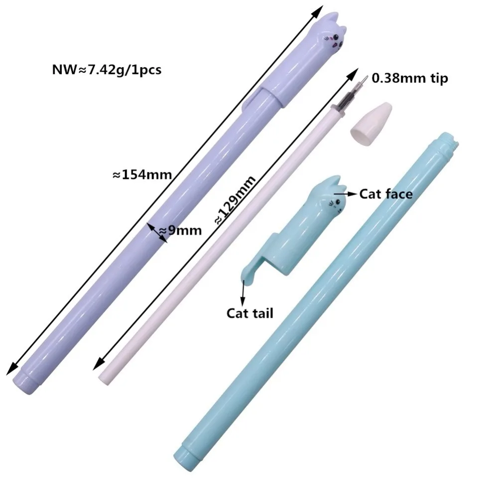 6 шт, 0,38 мм, гелевая ручка, Wagging Cat, чернильная ручка, рекламный подарок, канцелярские принадлежности, школьные и офисные принадлежности, шесть цветов, Смешанная