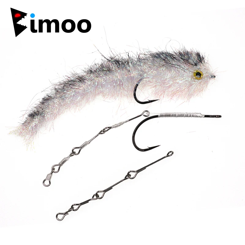 Bimoo 4 Sets Articulated Fish Shank Streamer Fly Tying Shank Pike Fly Tying Material Size Standard Long