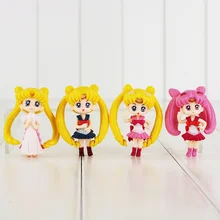 6cm Q version 4pcs lot Sailor Moon Tsukino Usagi Mars Jupiter Venus figure font b toy