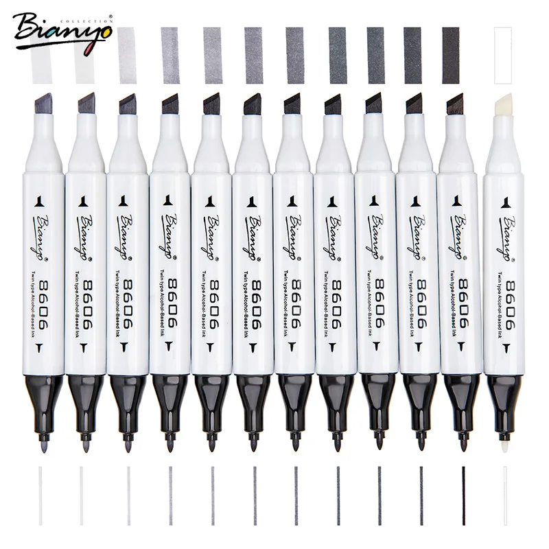 

Bianyo Dual Tip Art Markers 12 Kinds Of Grey Artist Supplies School Office Students Painting Drawing Double Tip 12 Colors Marker
