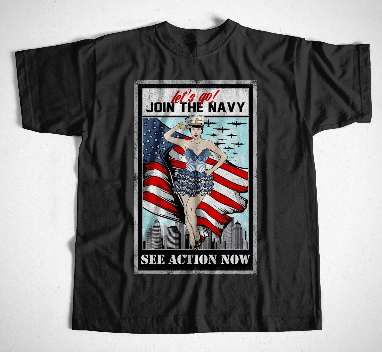 

Newest 2019 Men'S Fashion T-Shirt Chick Navy S-XXL Airforce USA US America Amerika Bomb Pinup Comic Army Summer Style