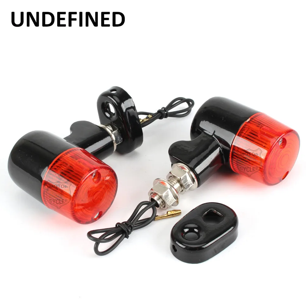

2 Pcs Motorcycle Turn Signal Indicator Light 12V Red Lens Vintage Old School Round Light Lamp Bulb for Bobber Cafe Racer Cruiser