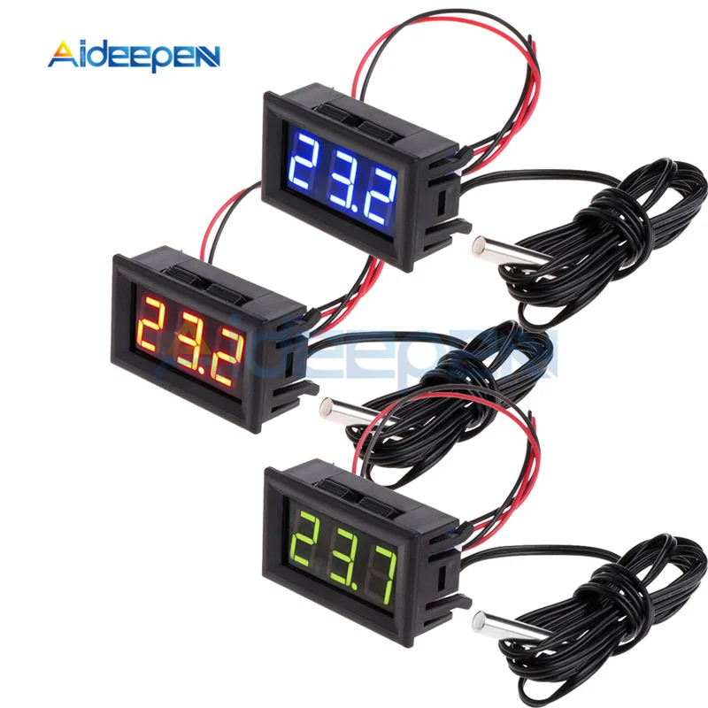 

-50~110C LED Temperature meter Detector Sensor Probe 12V Digital Thermometer Monitor Tester For Aquarium Industrial Equipments