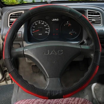 

KKYSYELVA Leather Steering Wheel Covers for Car Bus Truck 36 38 40 42 45 47 50cm Diameter Auto Steering-wheel cover