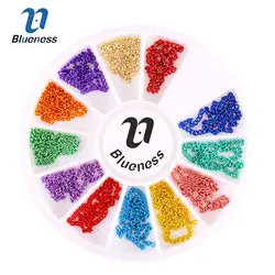 Синева 12 Цветов 3D металлические цепи дизайн клеи ногтей аксессуары для украшения для маникюра Стразы для ногтей «сделай сам» упаковка