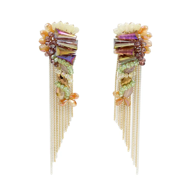2 цвета с украшением в виде кристаллов сережки с кисточками boho ...