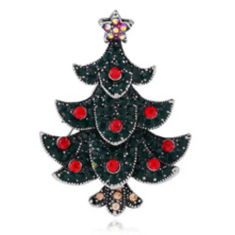 Christmas Tree Gold-C Brooch Rhinestone Brooches For Female Pins Lapel Pin