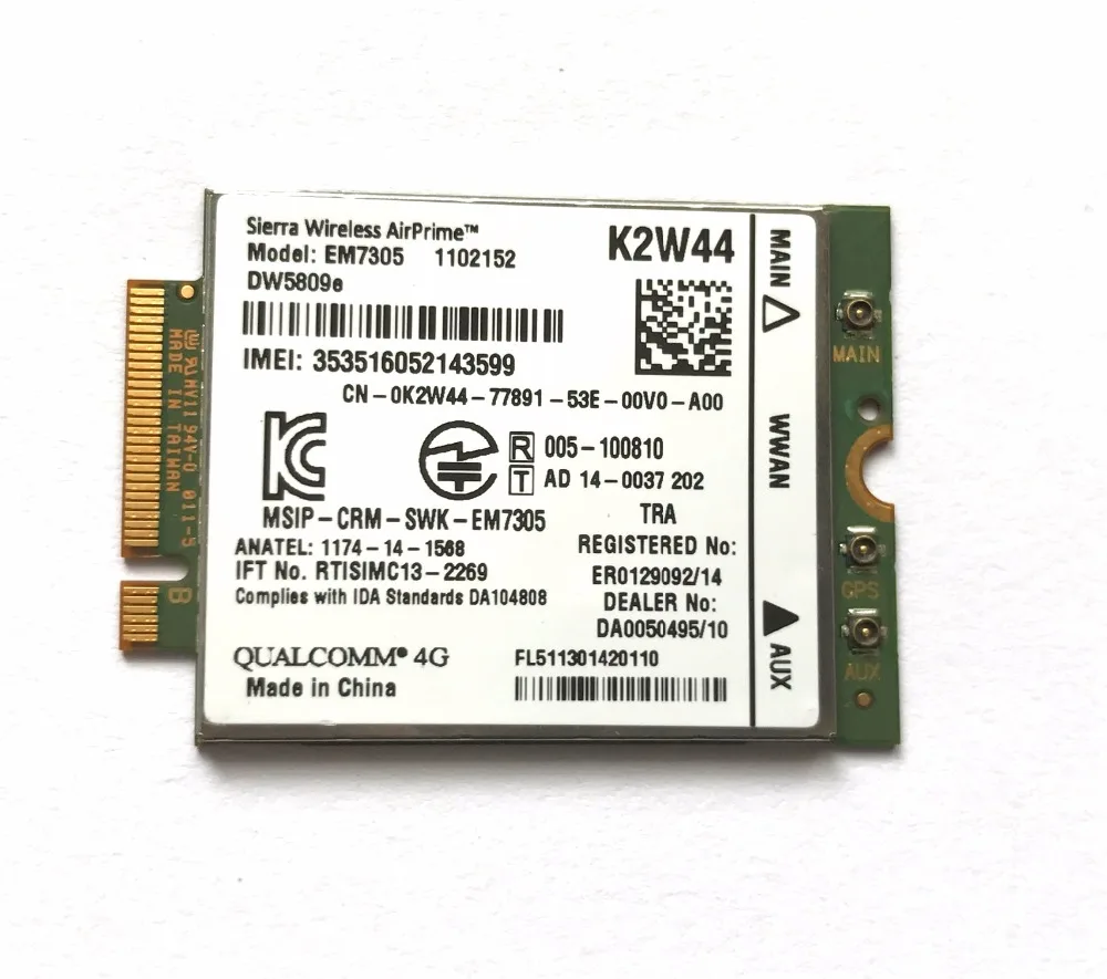 DW5809e K2W44 EM7305 M.2 4G 100M LTE WWAN карта модуль для E7450 E7250/7250 E5550/5550 E5450/5450