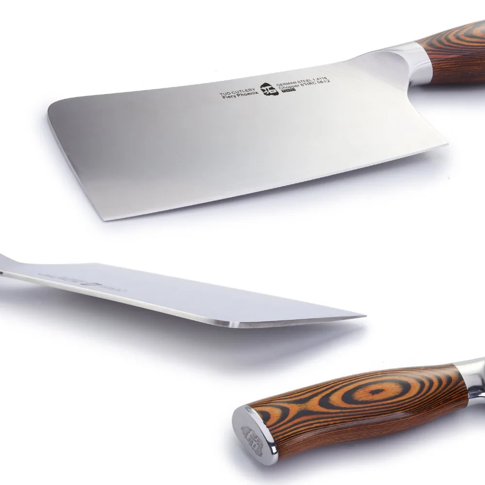 TUO столовые приборы нож для мяса-немецкий HC из нержавеющей стали Chooping кухонный нож повара-Нескользящая эргономичная ручка Pakkawood-6''