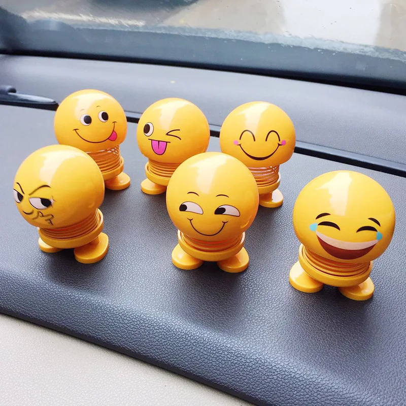 

Funny Cute Auto Shaking Head Nodding Toys For Cars Ornaments Action figure Emoji Emotion Face Expression Doll Adult Man Girls