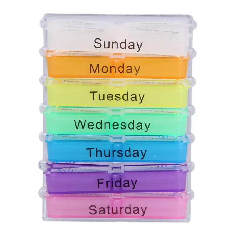 28 Grids Pill Box 7 Days Color Travel Medicine Case 7 Layers Seal Tablet Divider Drug Storage Vitamin Container Tablets Splitter