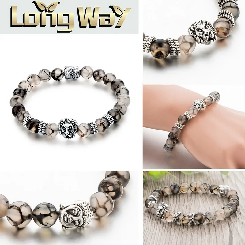 LongWay Новый Дракон вены натуральный камень браслет браслеты для женщин с