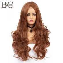 BCHR длинные волнистые 13*2 Синтетические Кружева передние парики для женщин Кружева коричневый 30 цветов косплей вечерние парики