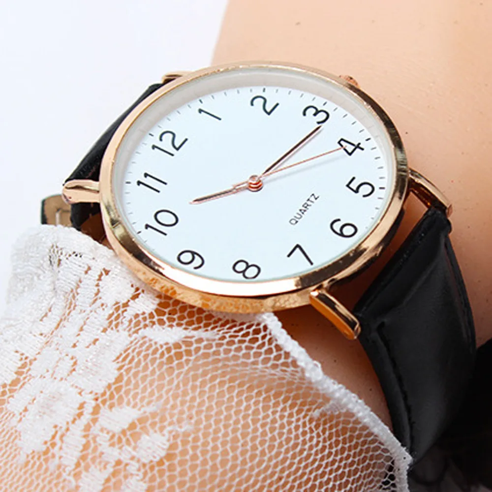 

Unisex Simple Business Fashion Leather Quartz Wrist ladies women Wrist watches Dress watch gifts Wrist Party decoration rose gol
