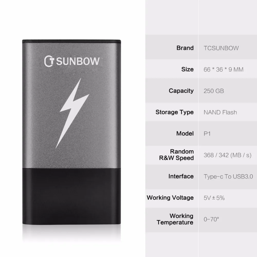 TC-SUNBOW новейший товар портативный SSD 250gb 500gb внешний USB 3,0 твердотельный накопитель