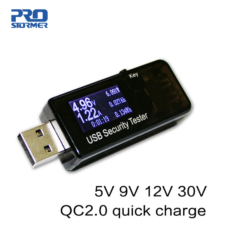 

PROSTORMER 3~30V Voltmeter Ammeter USB Tester Current Voltage Meters Double-plug Battery Tester Quick Charger Portable Meter